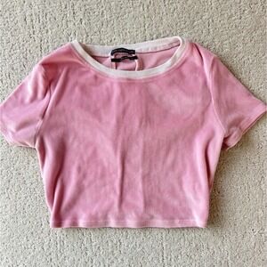 Urban Outfitters Womens Pink Velour Pure Love Crop Top sz S‎